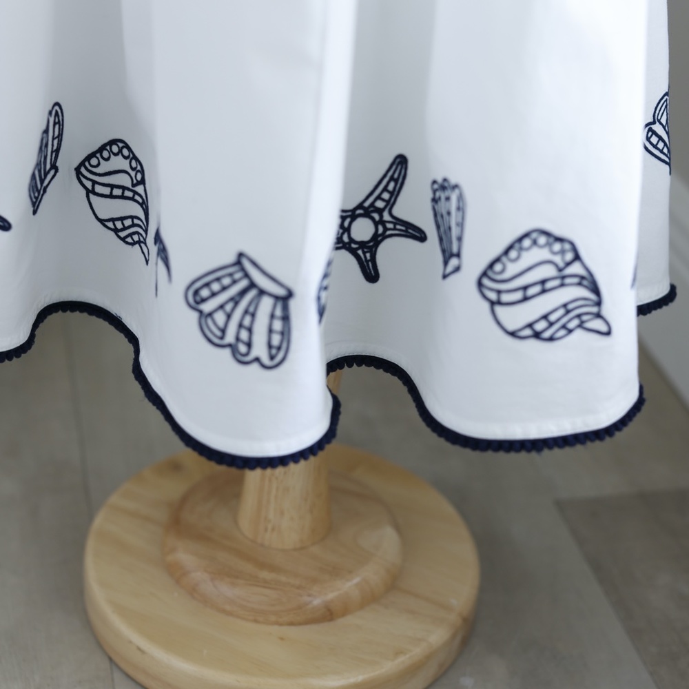 White and Navy 100% Cotton Sundress Nautical Designer Resortwear Vacation - Picture 5 of 5